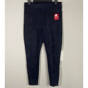 Spanx Womens Pants Classic Navy Size Large Faux Suede Leggings Polyester Blend